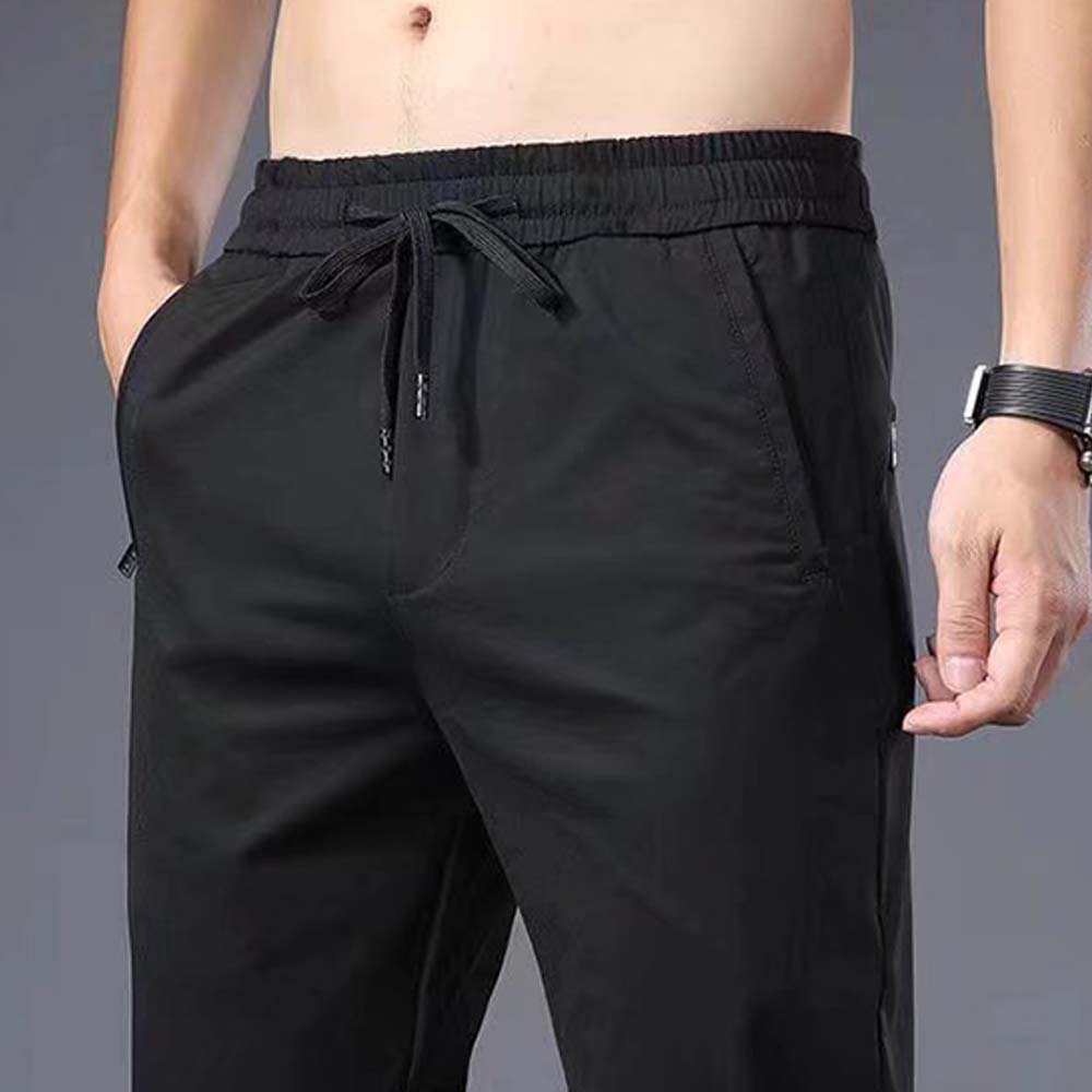 Metallwolke Pantaloni casual dritti da uomo in seta di ghiaccio traspirante