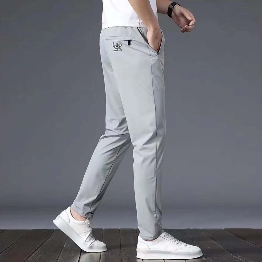 Metallwolke Pantaloni casual dritti da uomo in seta di ghiaccio traspirante