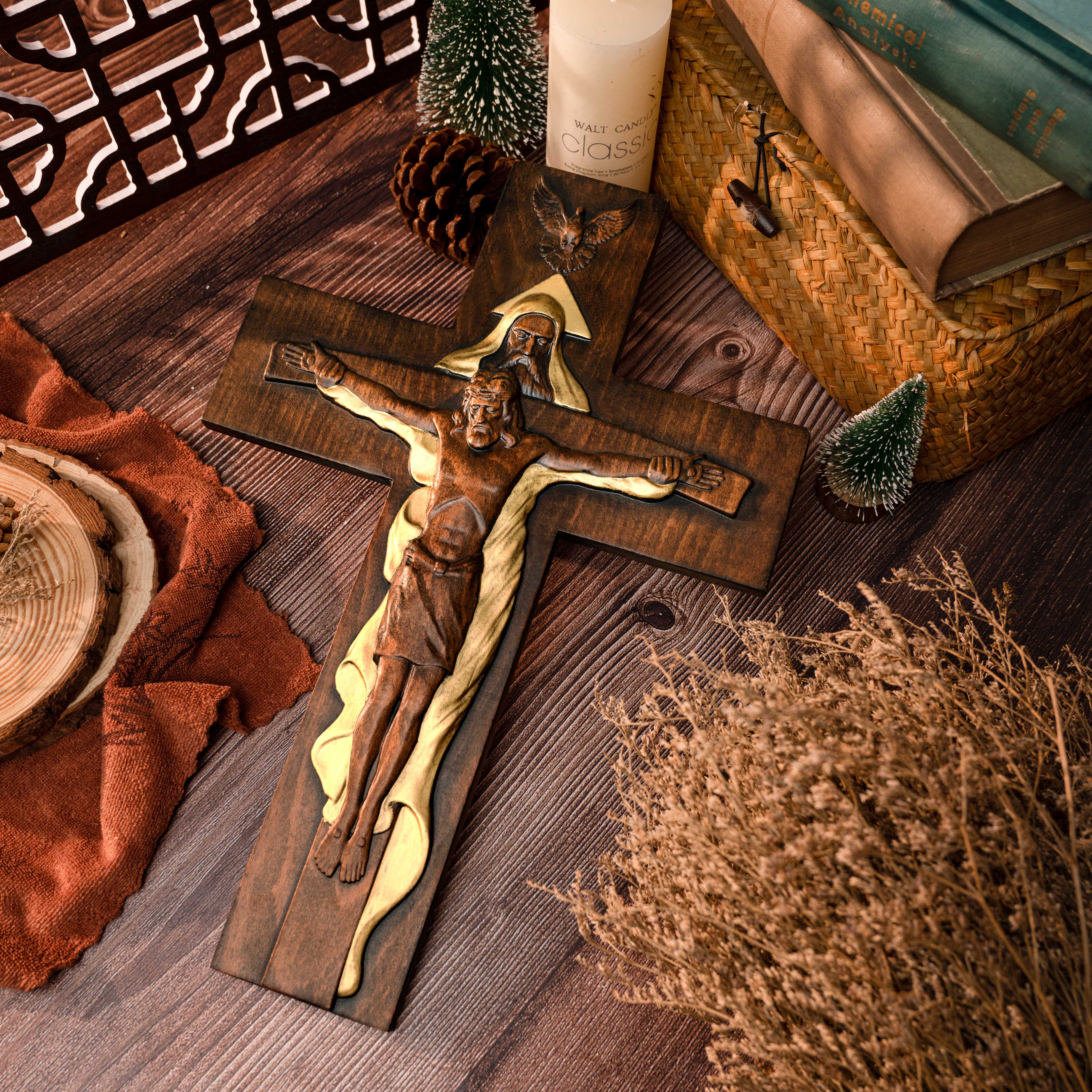 Ash wood Crucifix ，Jesus Christ, wooden Cross gift of love