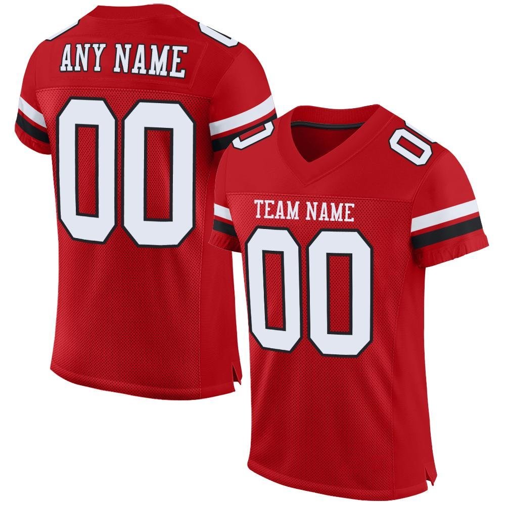 Custom Red White-Black Mesh Football Jersey