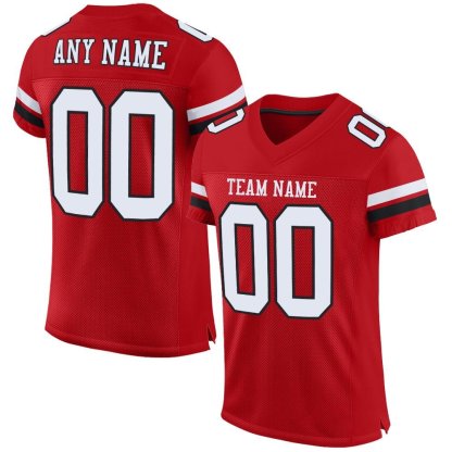 Custom Red White-Black Mesh Football Jersey
