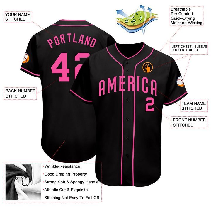 Custom Black Pink Baseball Jersey