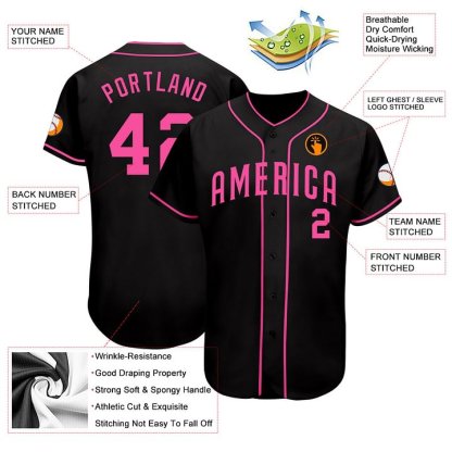 Custom Black Pink Baseball Jersey