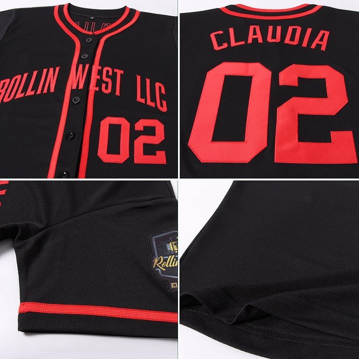 Custom Black Red Baseball Jersey