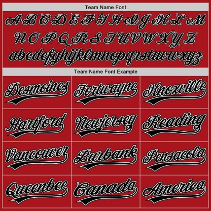 Custom Red Black Pinstripe Black-White Baseball Jersey