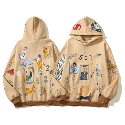 Hand-Painted Hip-Hop Style Hoodie