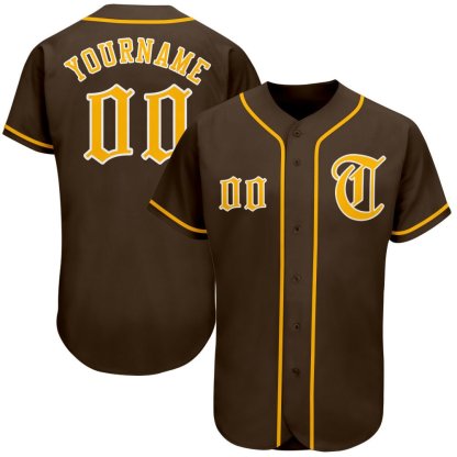 Custom Brown Gold-White Baseball Jersey