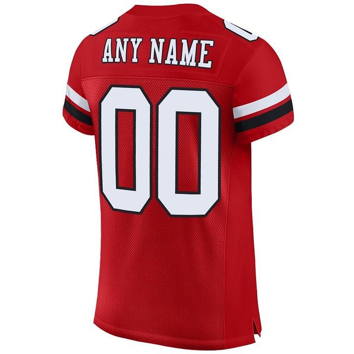 Custom Red White-Black Mesh Football Jersey
