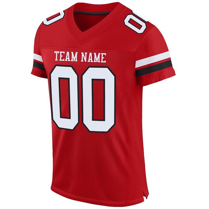 Custom Red White-Black Mesh Football Jersey