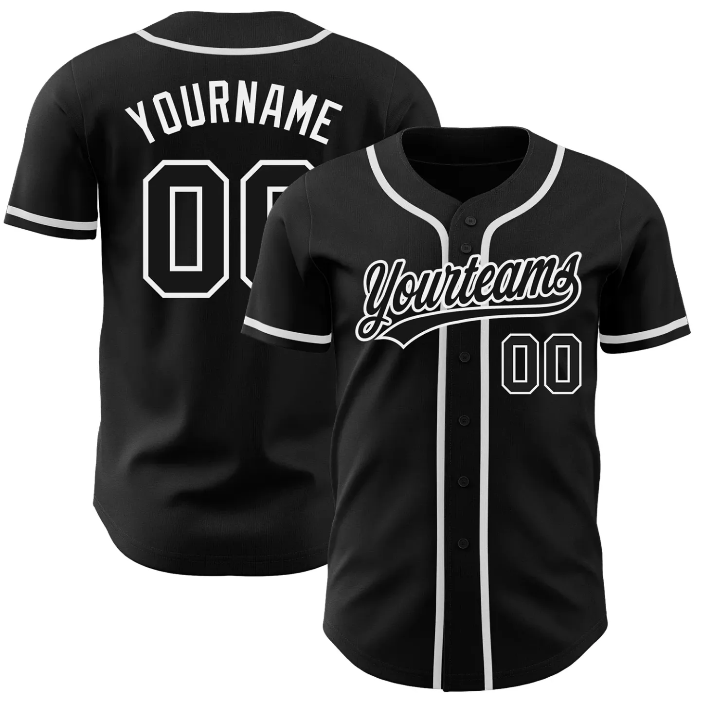 Custom Black White Baseball Jersey