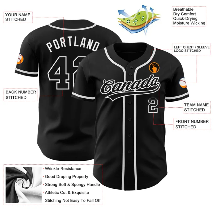 Custom Black White Baseball Jersey