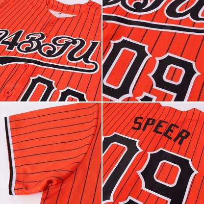 Custom Orange Black Pinstripe Black-White Baseball Jersey