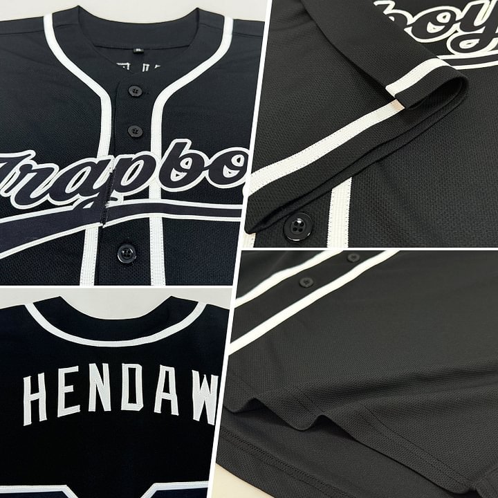 Custom Black White Baseball Jersey