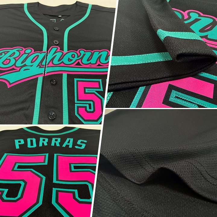 Custom Black Pink Baseball Jersey