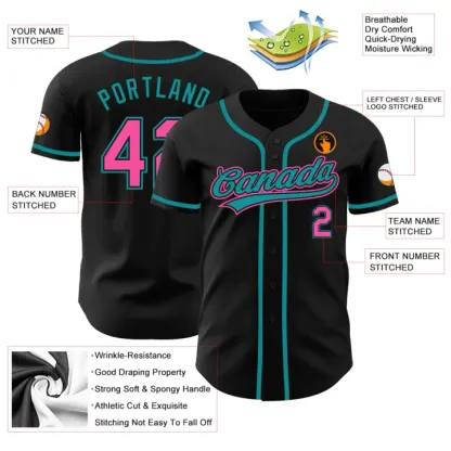 Custom Black Pink Baseball Jersey