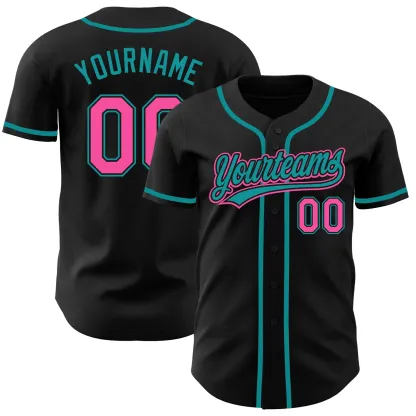 Custom Black Pink Baseball Jersey