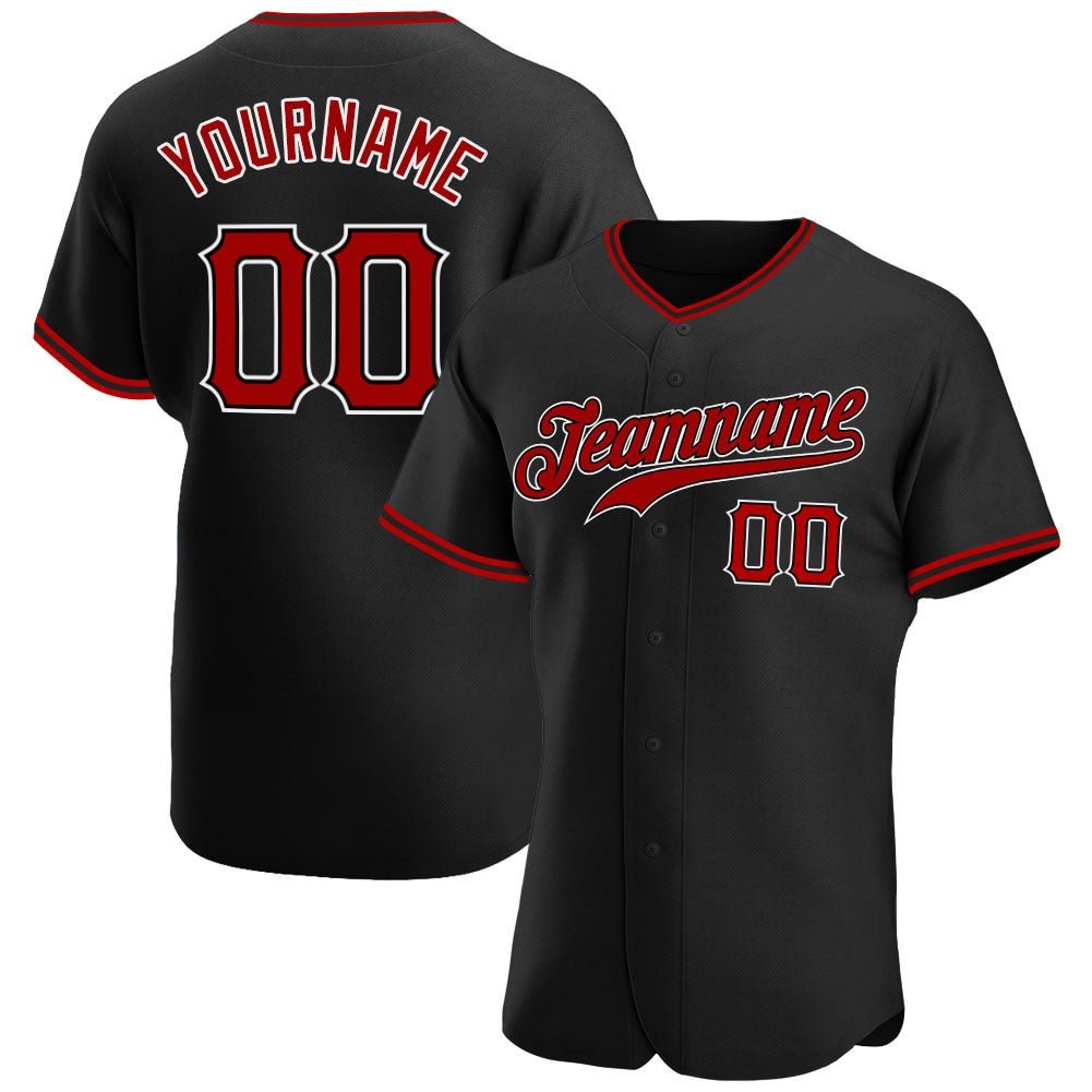 Custom Black Red-White Baseball Jersey