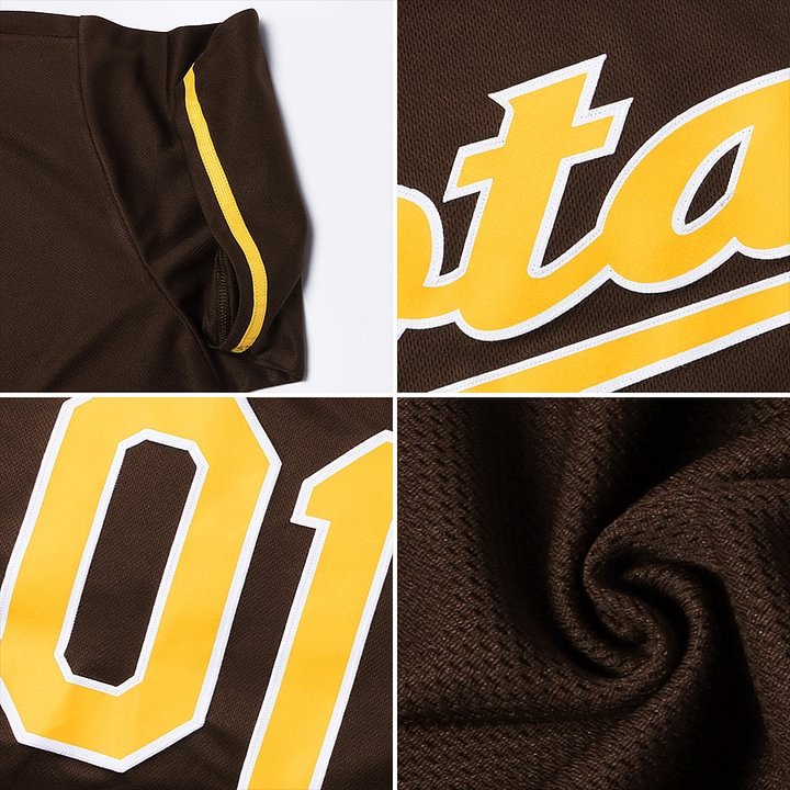 Custom Brown Gold-White Baseball Jersey