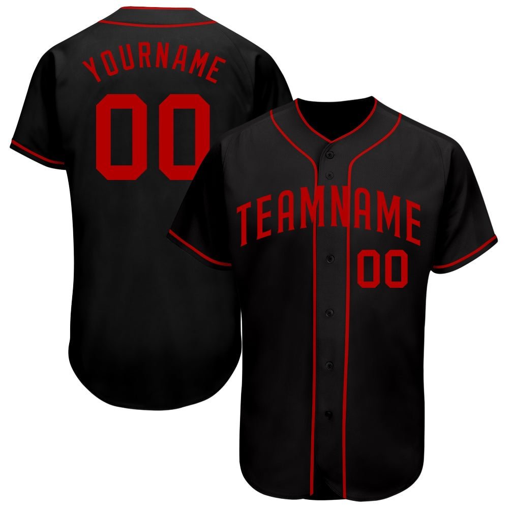 Custom Black Red Baseball Jersey