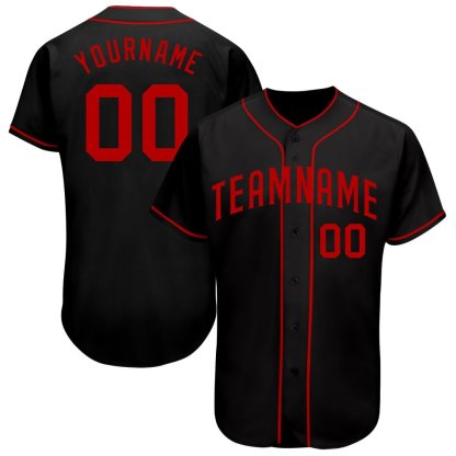Custom Black Red Baseball Jersey