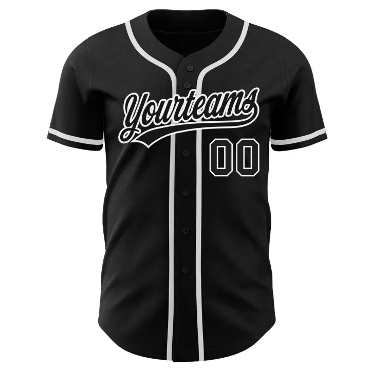 Custom Black White Baseball Jersey
