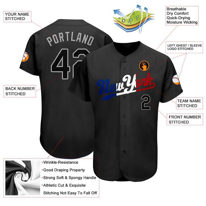 Custom Black Black-Royal Split Fashion Baseball Jersey