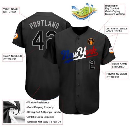 Custom Black Black-Royal Split Fashion Baseball Jersey