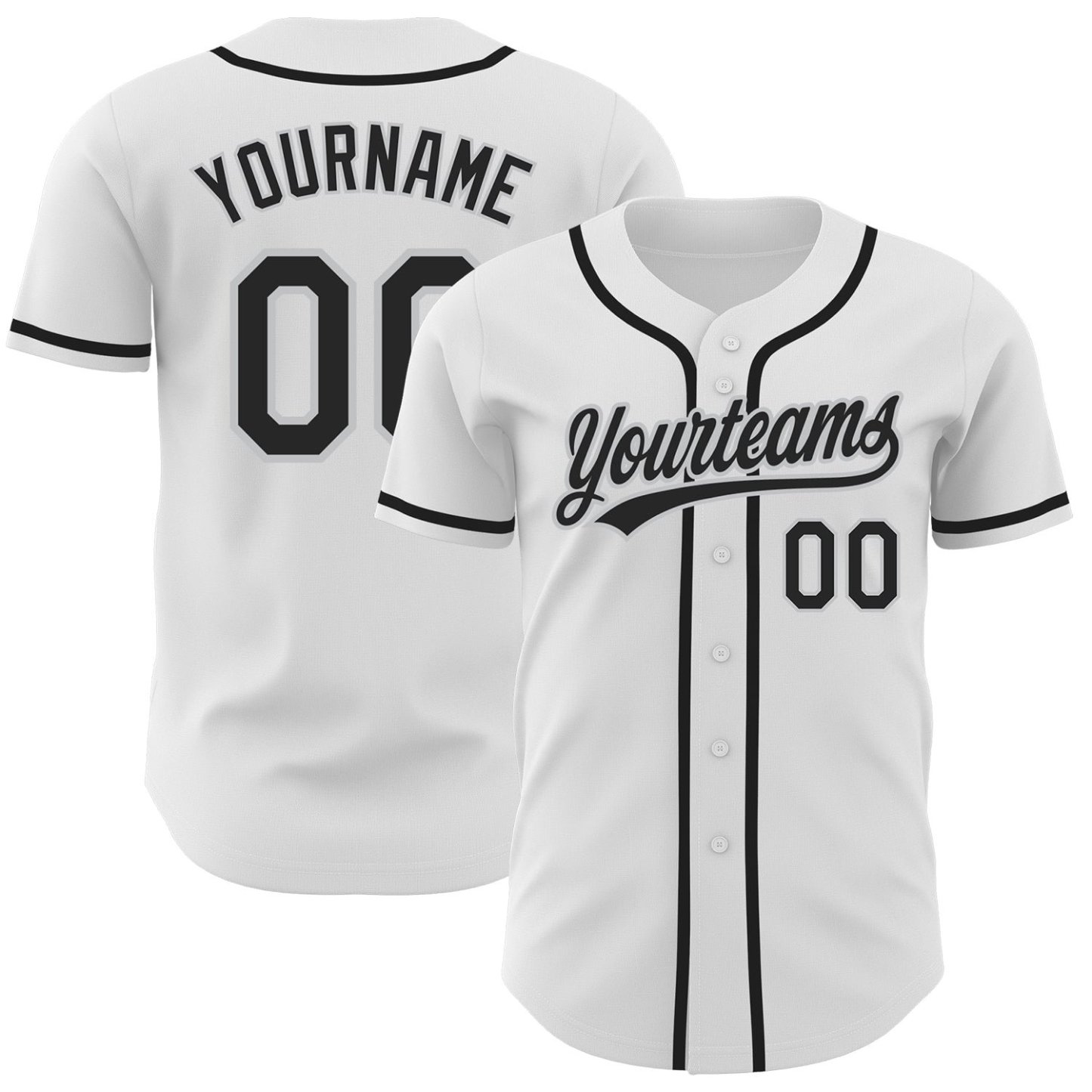 Custom White Black-White Baseball Jersey