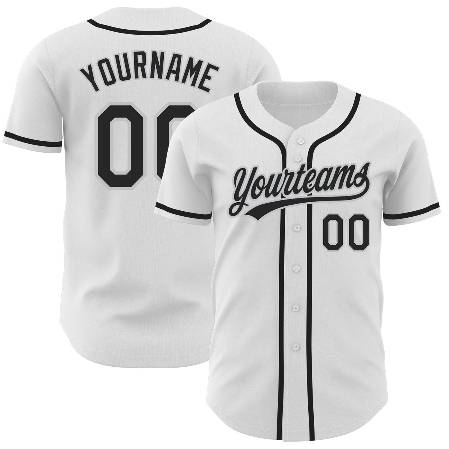 Custom White Black-White Baseball Jersey