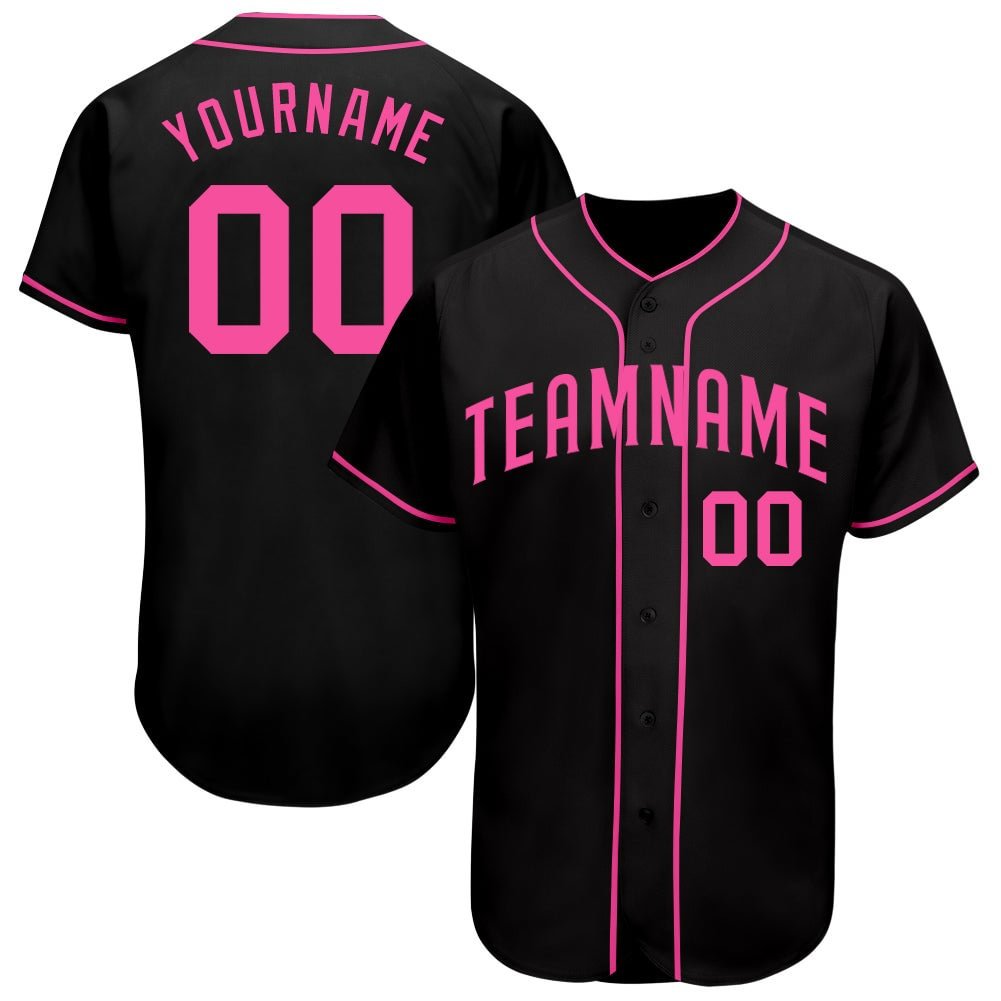 Custom Black Pink Baseball Jersey