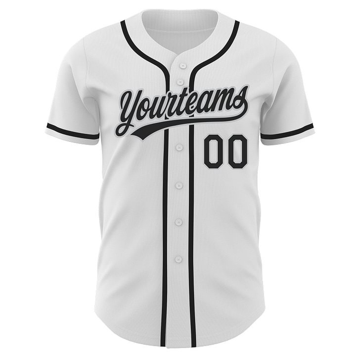 Custom White Black-White Baseball Jersey