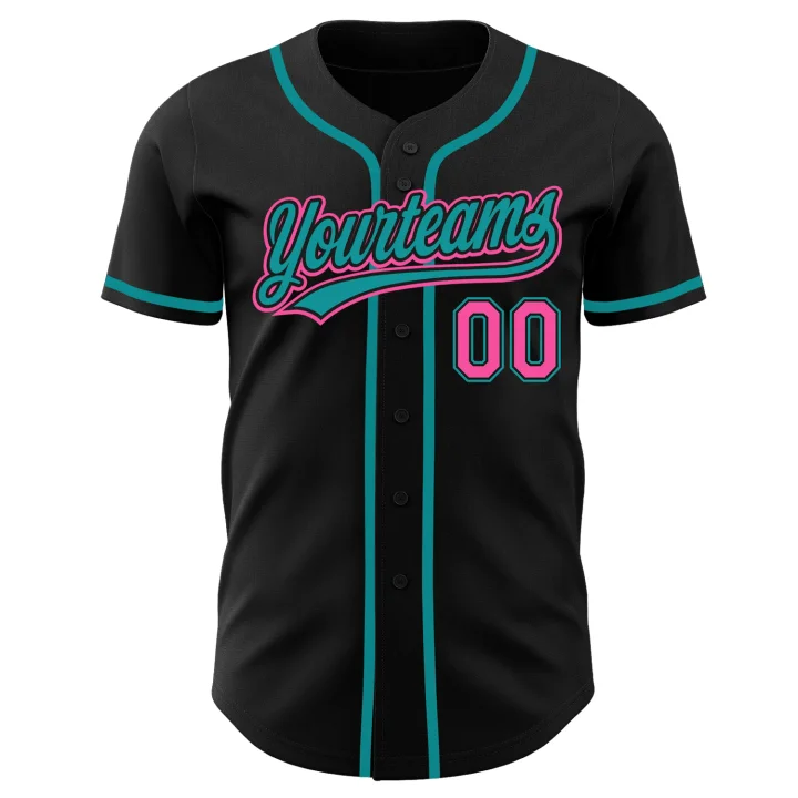 Custom Black Pink Baseball Jersey