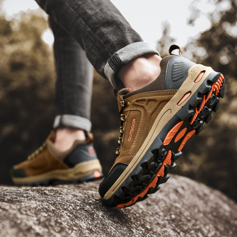 Men's outdoor hiking shoes, fashionable non-slip casual sports shoes, low-top lace-up hiking shoes