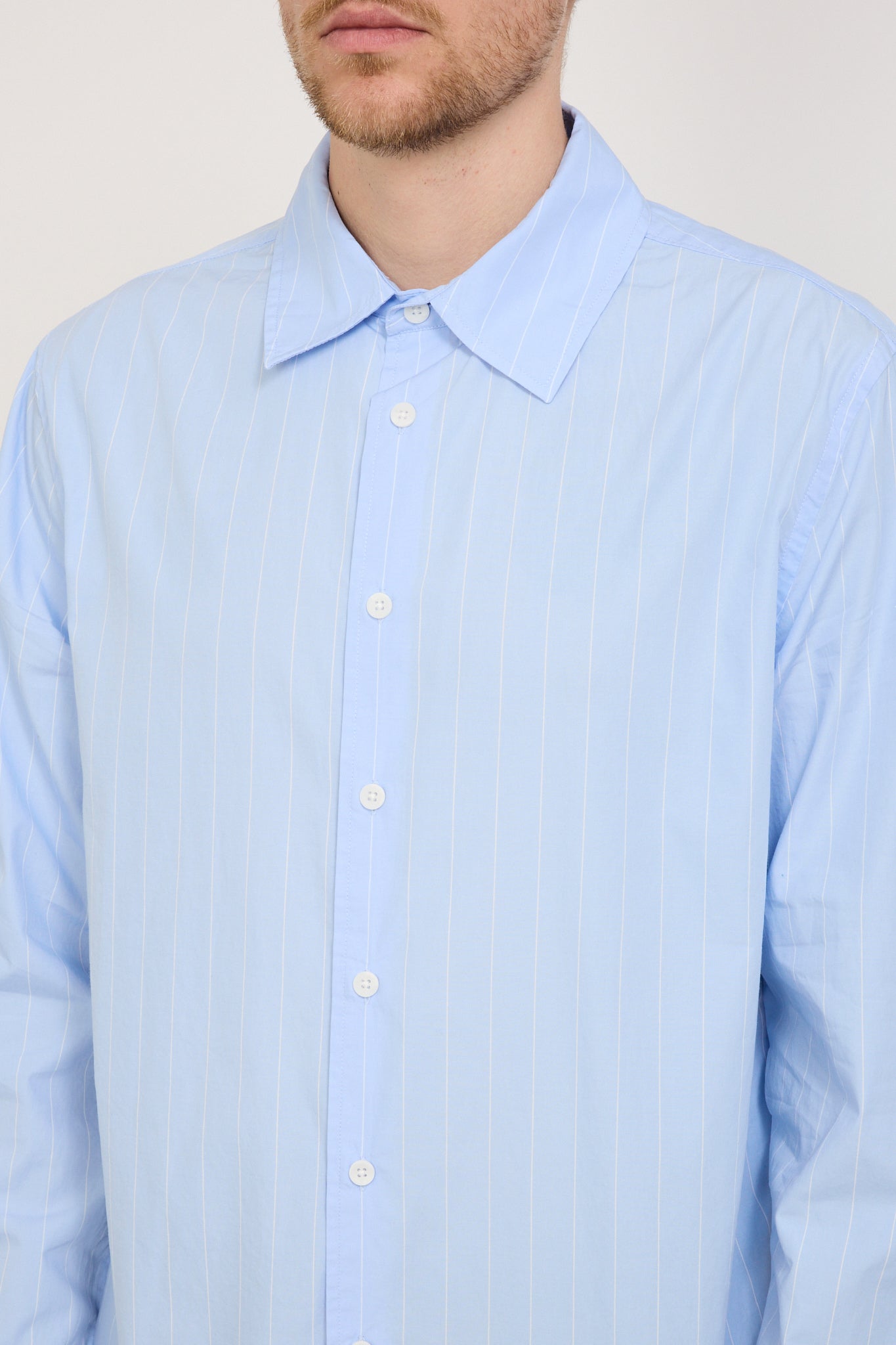 Poplin Stripe Long Sleeve Shirt Blue Stripe