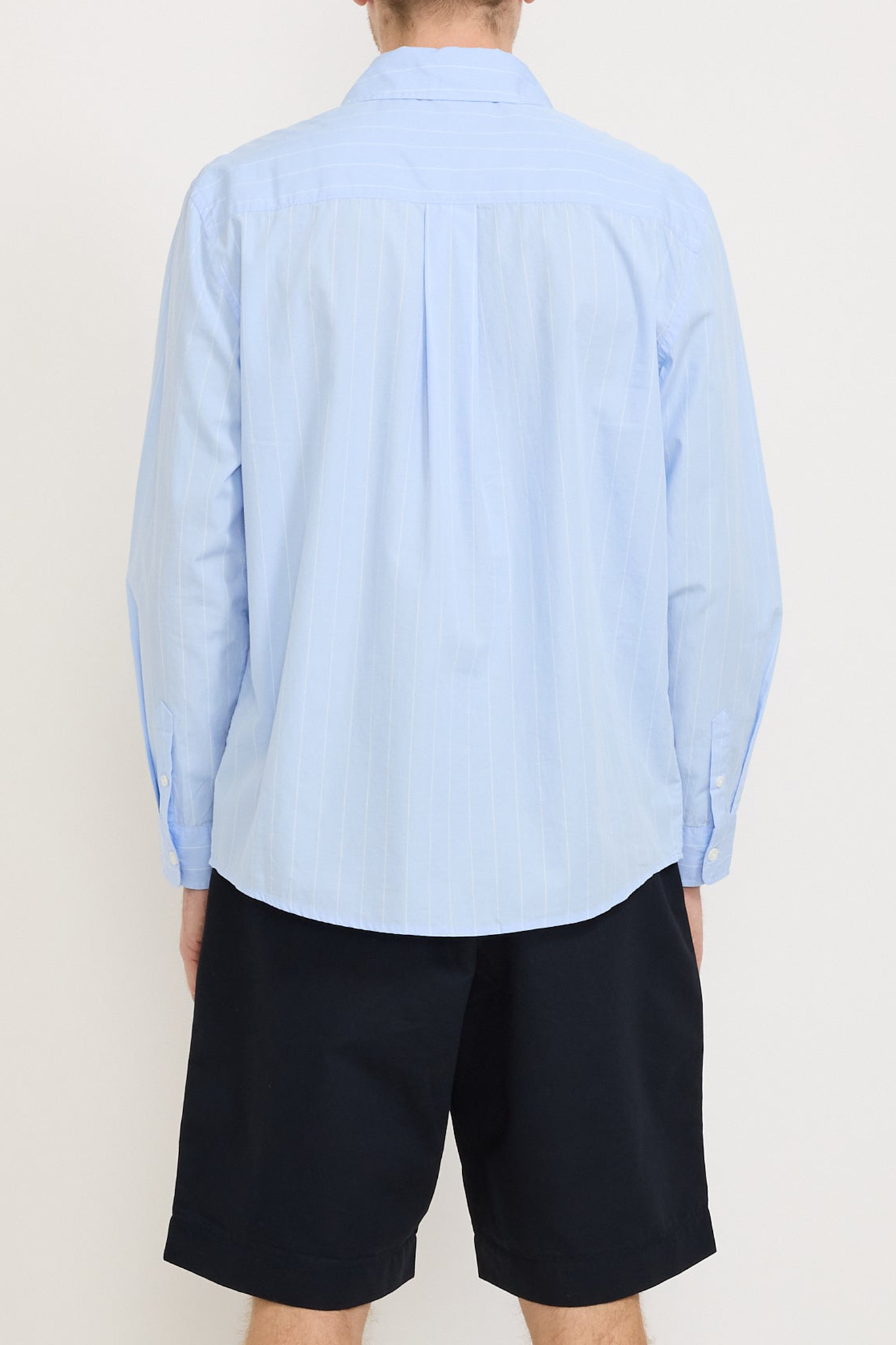 Poplin Stripe Long Sleeve Shirt Blue Stripe
