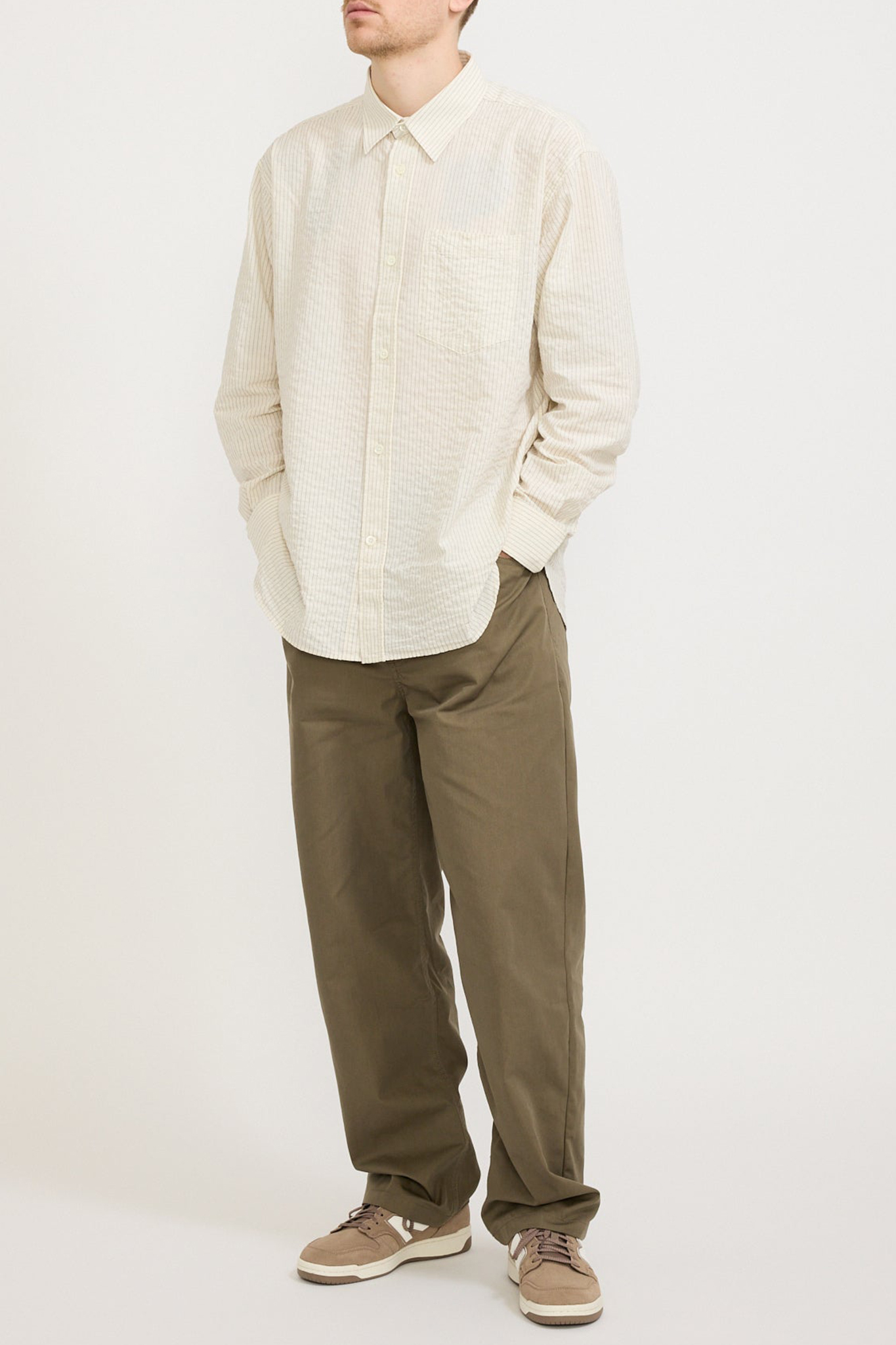 Oversized Striped Shirt Ecru