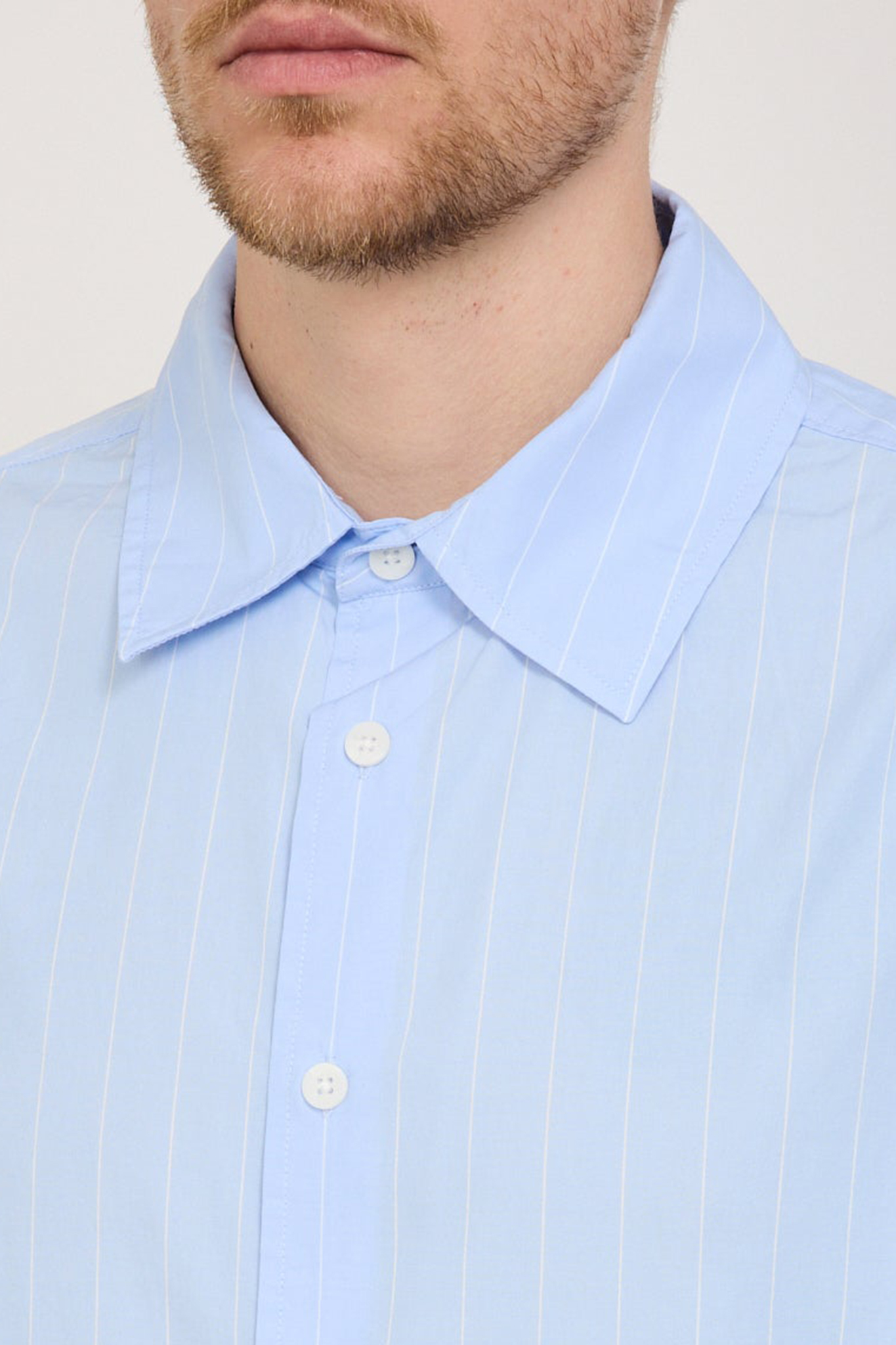 Poplin Stripe Long Sleeve Shirt Blue Stripe