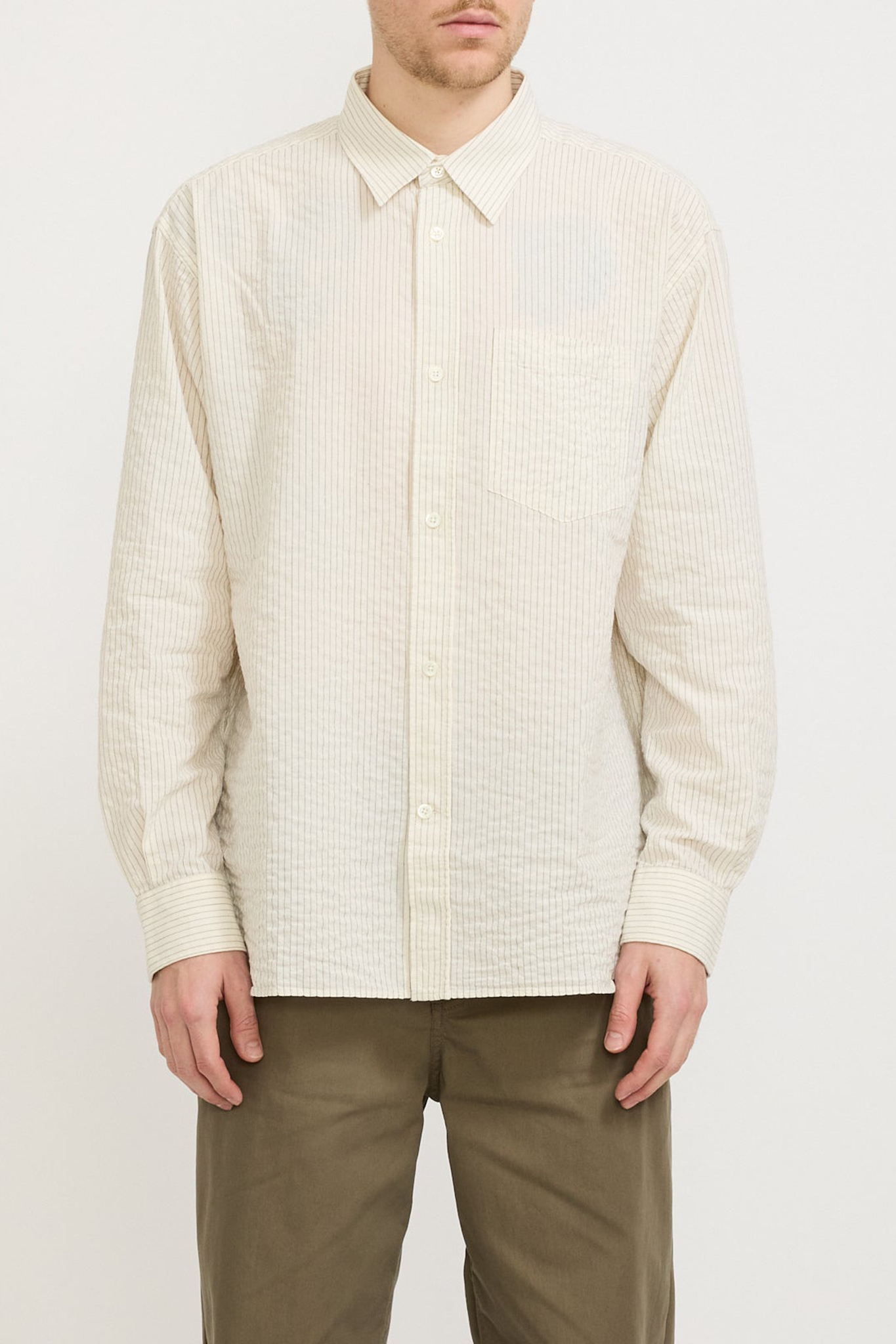 Oversized Striped Shirt Ecru