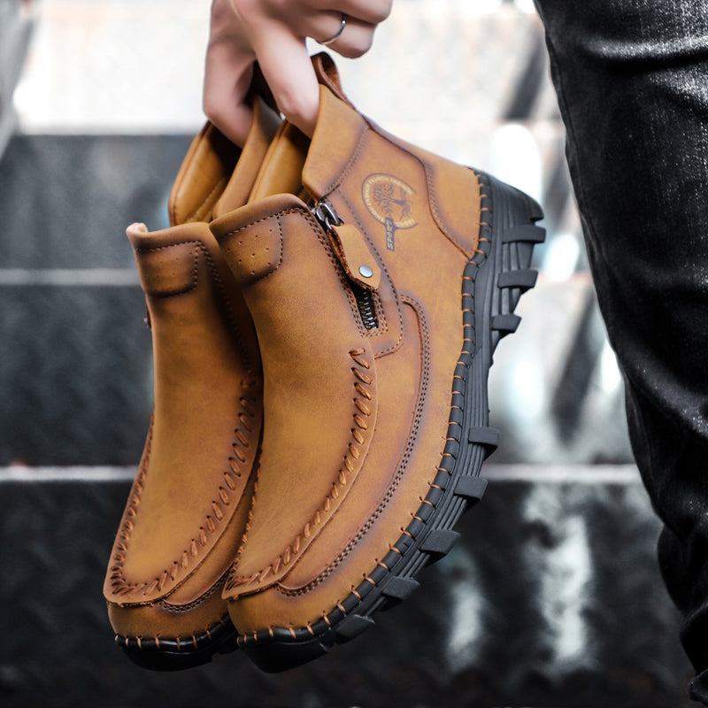 Men's Soft And Breathable Zipper Outdoor Tooling Boots