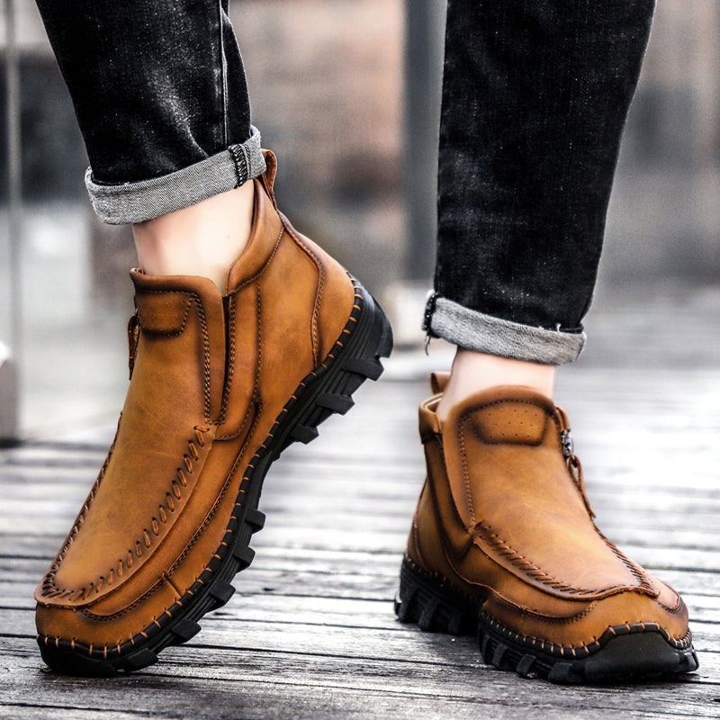 Men's Soft And Breathable Zipper Outdoor Tooling Boots