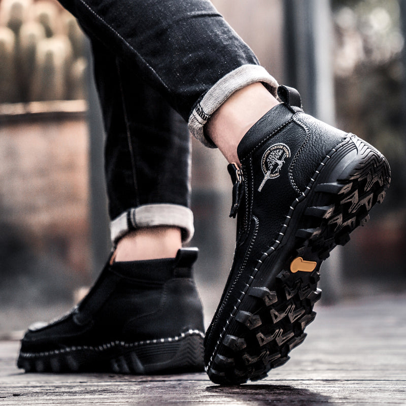 Men's Soft And Breathable Zipper Outdoor Tooling Boots