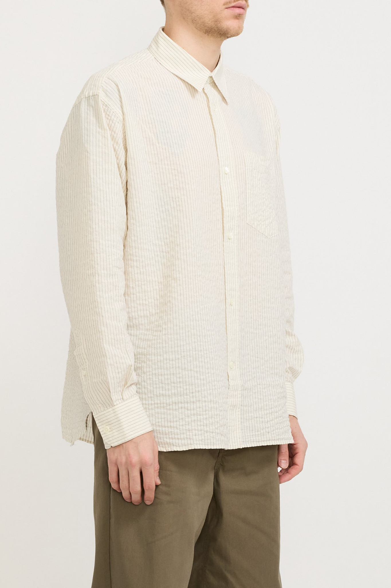 Oversized Striped Shirt Ecru