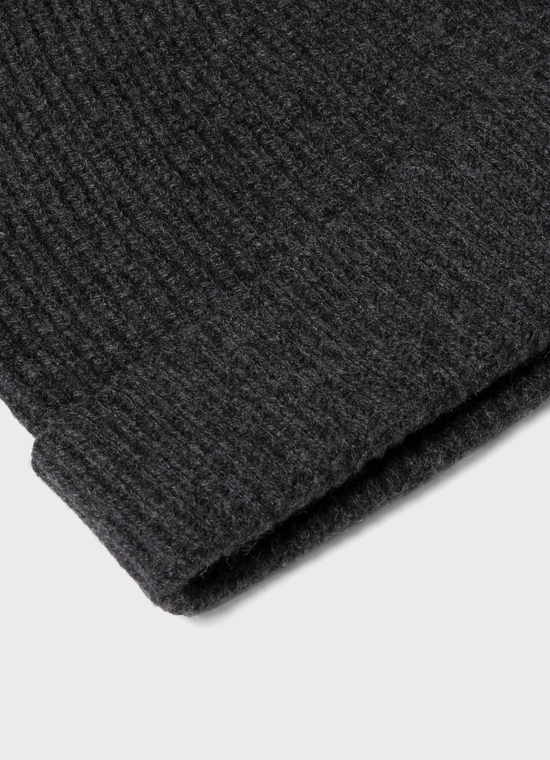 Cashmere Ribbed Hat - Dark Grey
