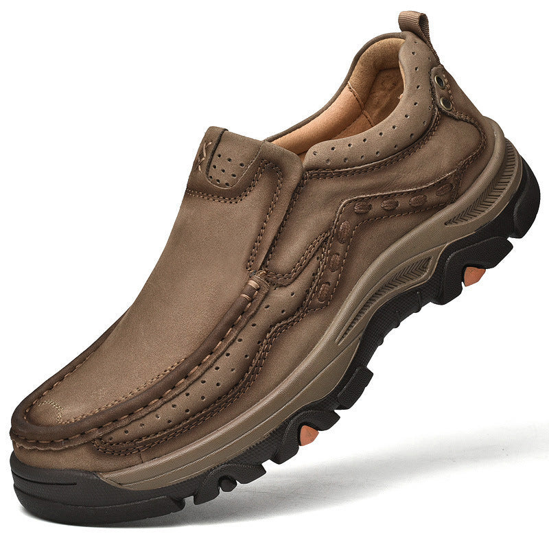 Mens Slip On Leather Casual Walking Shoes