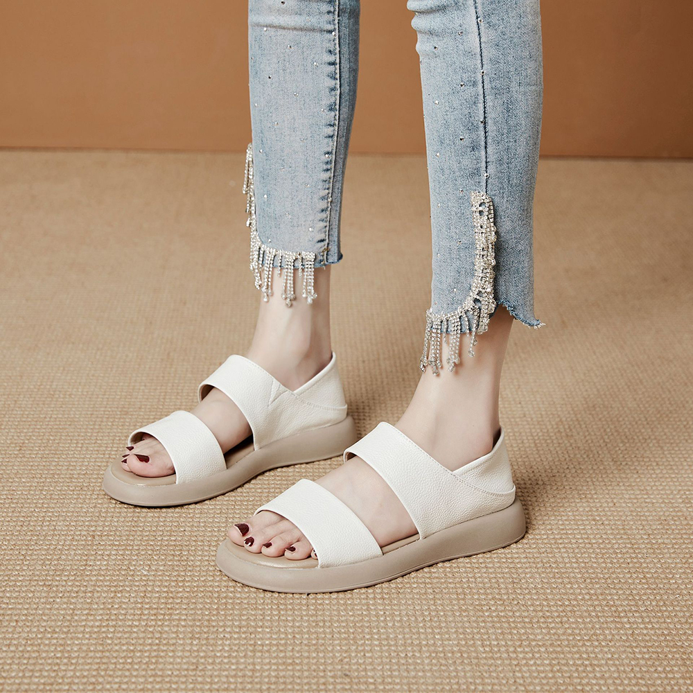Hibote Einfarbige, atmungsaktive Damensandalen mit offener Zehenpartie und weicher Sohle