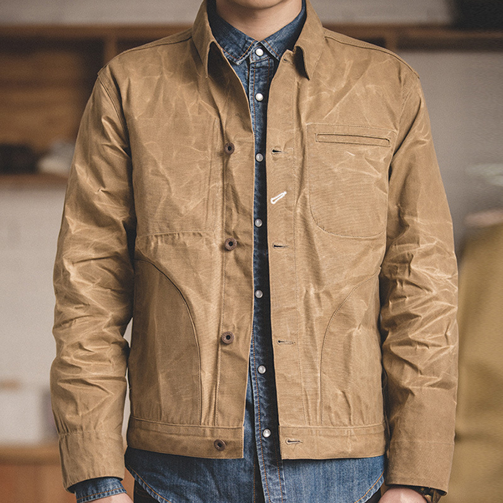 Hibote Vintage Oil Wax wasserdichte Herrenjacke