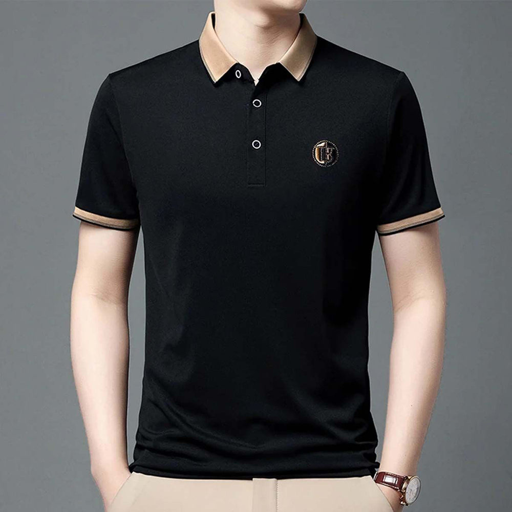 Hibote Sommer-Poloshirt für Herren, bequem, atmungsaktiv, Business-Stil, kurze Ärmel