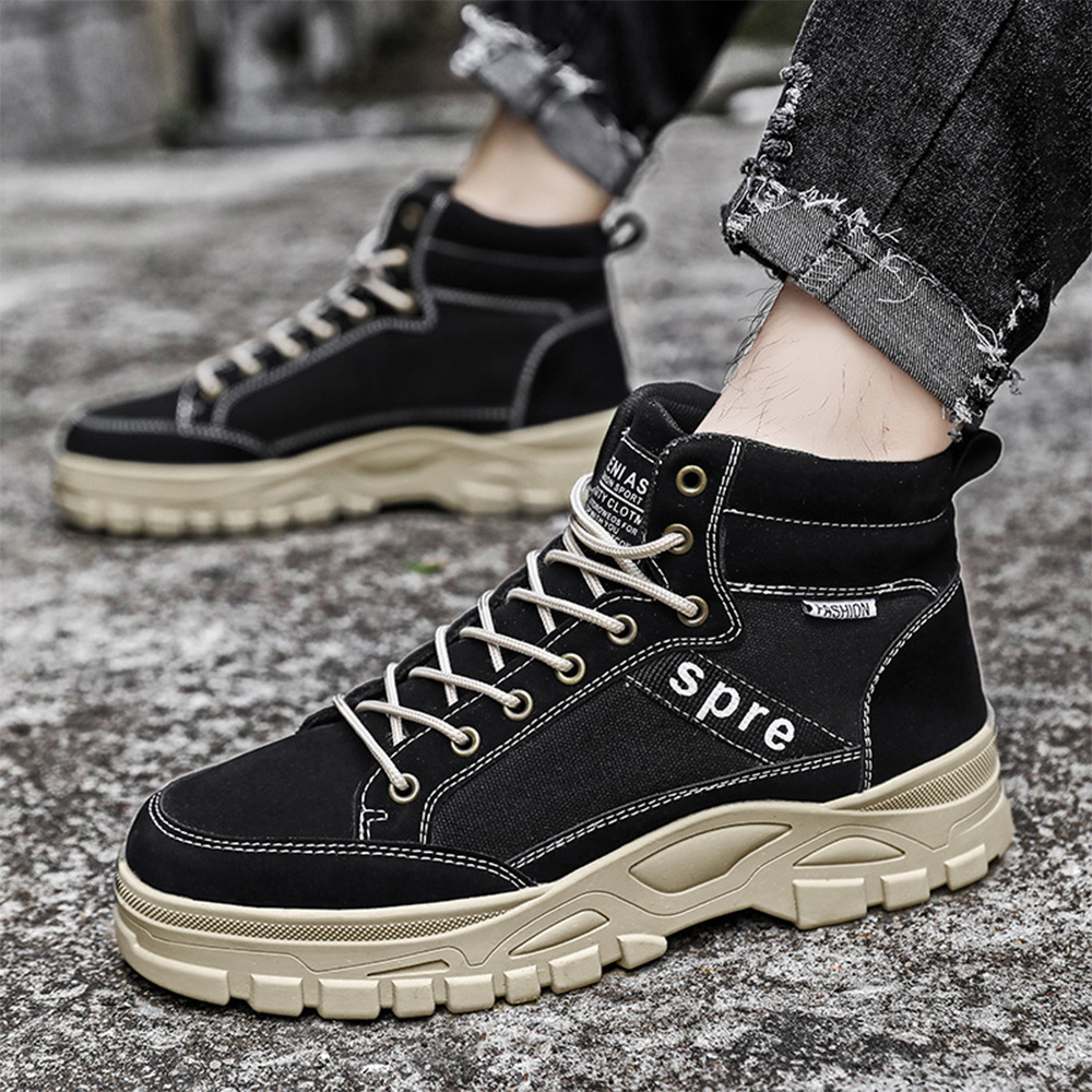 hibote Frühling neue Martin Stiefel Herren High-Top-Schnürung lässige 