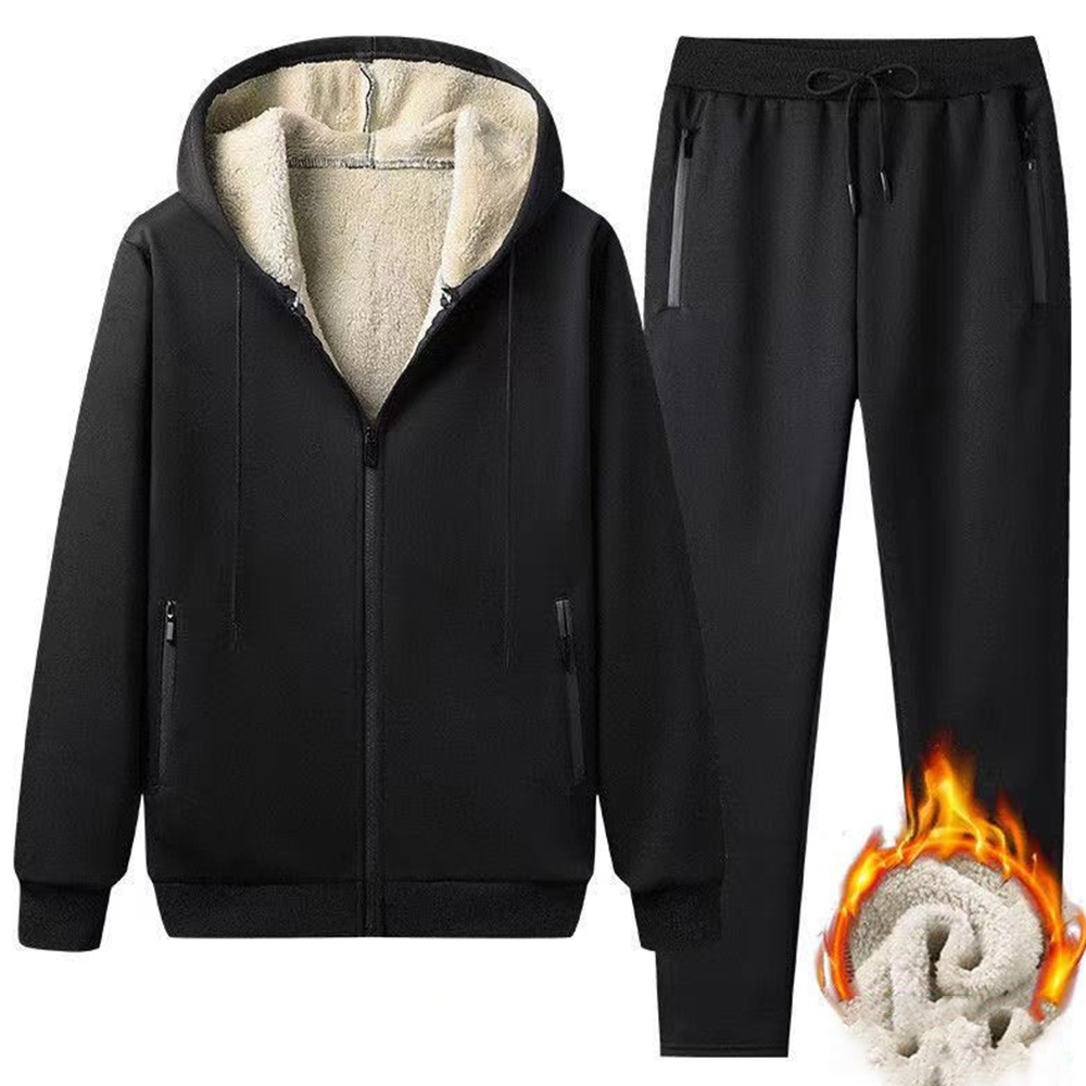 Autumn and winter new men's fleece thick sweater & trousers sports suit