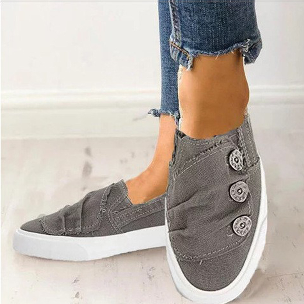 Hibote Freizeit-Loafer mit Jeansknöpfen für Damen